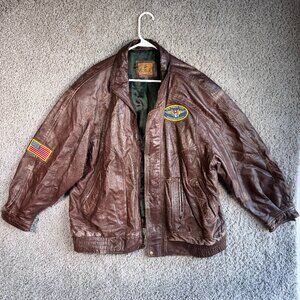 Vintage RedHead Air Force One Leather Jacket Brown XL Reagan Library